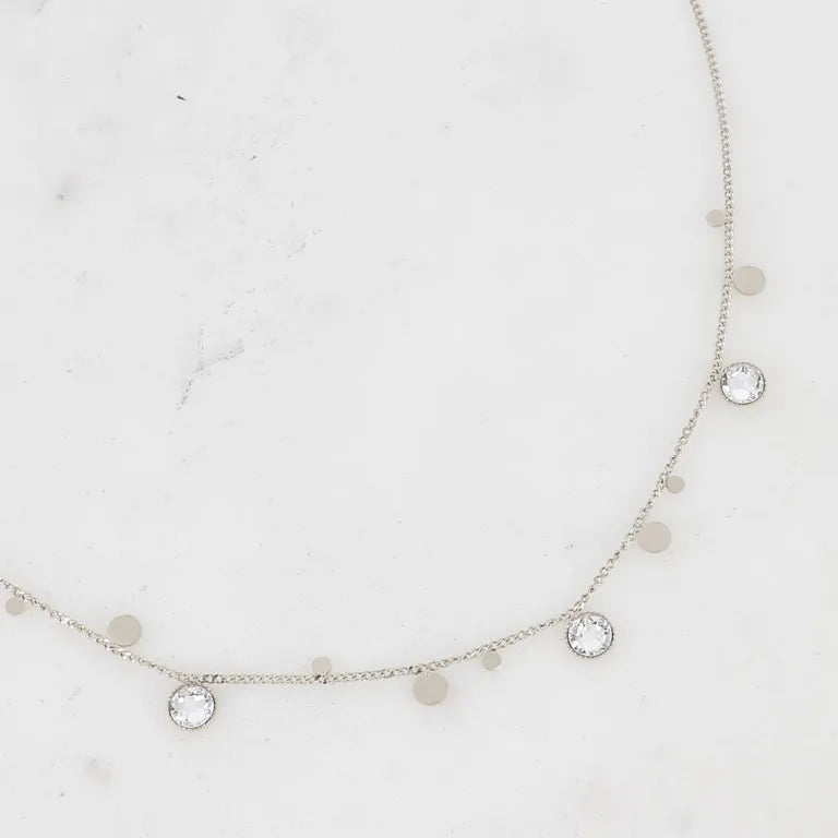 Swarovskin kristalleilla koristeltu hopean värinen kirurginteräs kaulakoru talven juhliin