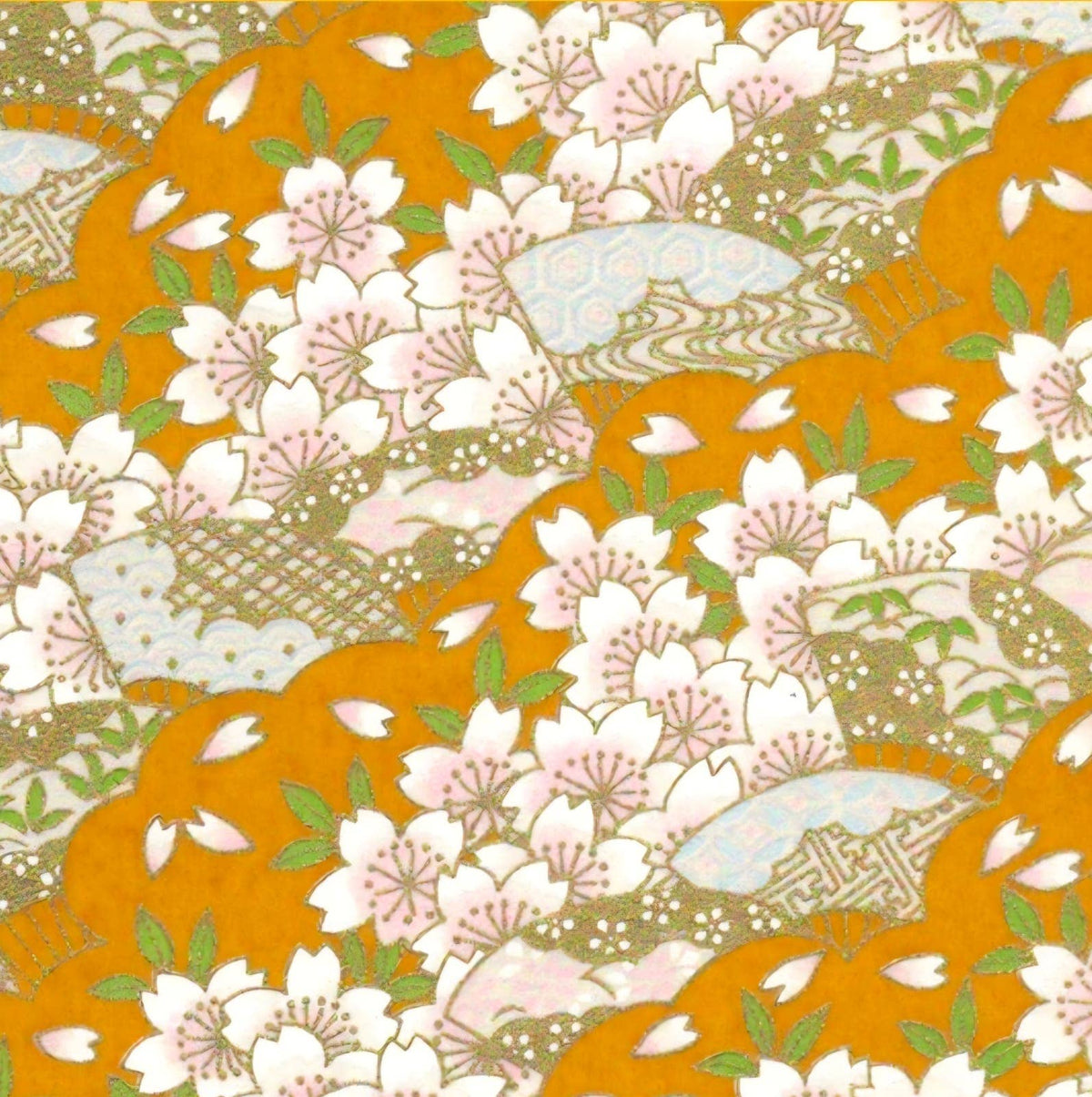 Keltainen japanilainen Washi-paperikuviointi lähikuvassa. Elmer l'Atelier korujen uniikki ja taiteellinen materiaali.